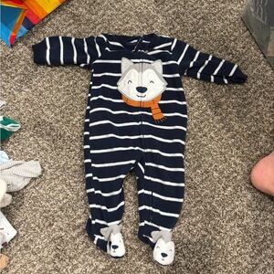 Carter's Blue and White Striped Footie One Piece